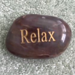 Engraved Inspirational Stone With The Word Relaxed Engraved On It 2.25“ X 1.5“ X .6“