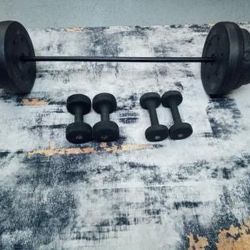 100 Lb Standard Weight Set + 2 Pairs of Dumbells