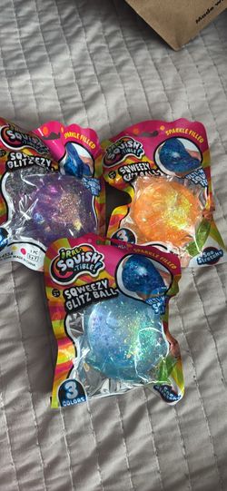 3 Irresquishable Squeezy Glitz Balls Sparkle Filled