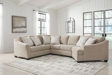 3 Piece Cuddler Sectional in Cork Brown Upholstery 