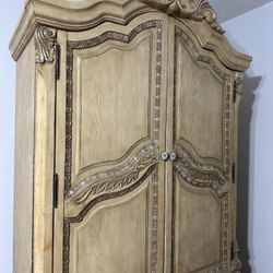 “Vintage Beige Armoire – Classic Elegance, 51” W x 26” D x 88” H”
