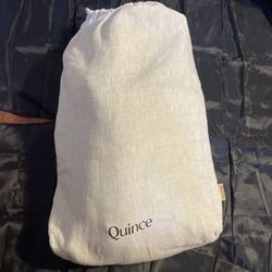 Quince 100% Linen Full Queen Duvet Cover Set Natural In Tote Bag