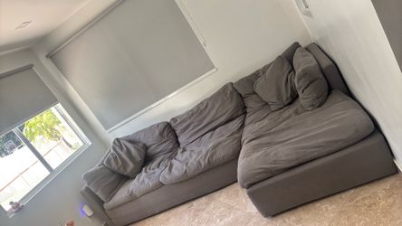 Grey comfy couch with chaise lounge for sale