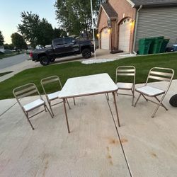 Square card table 34.5” x 34.5” and 4 matching chairs