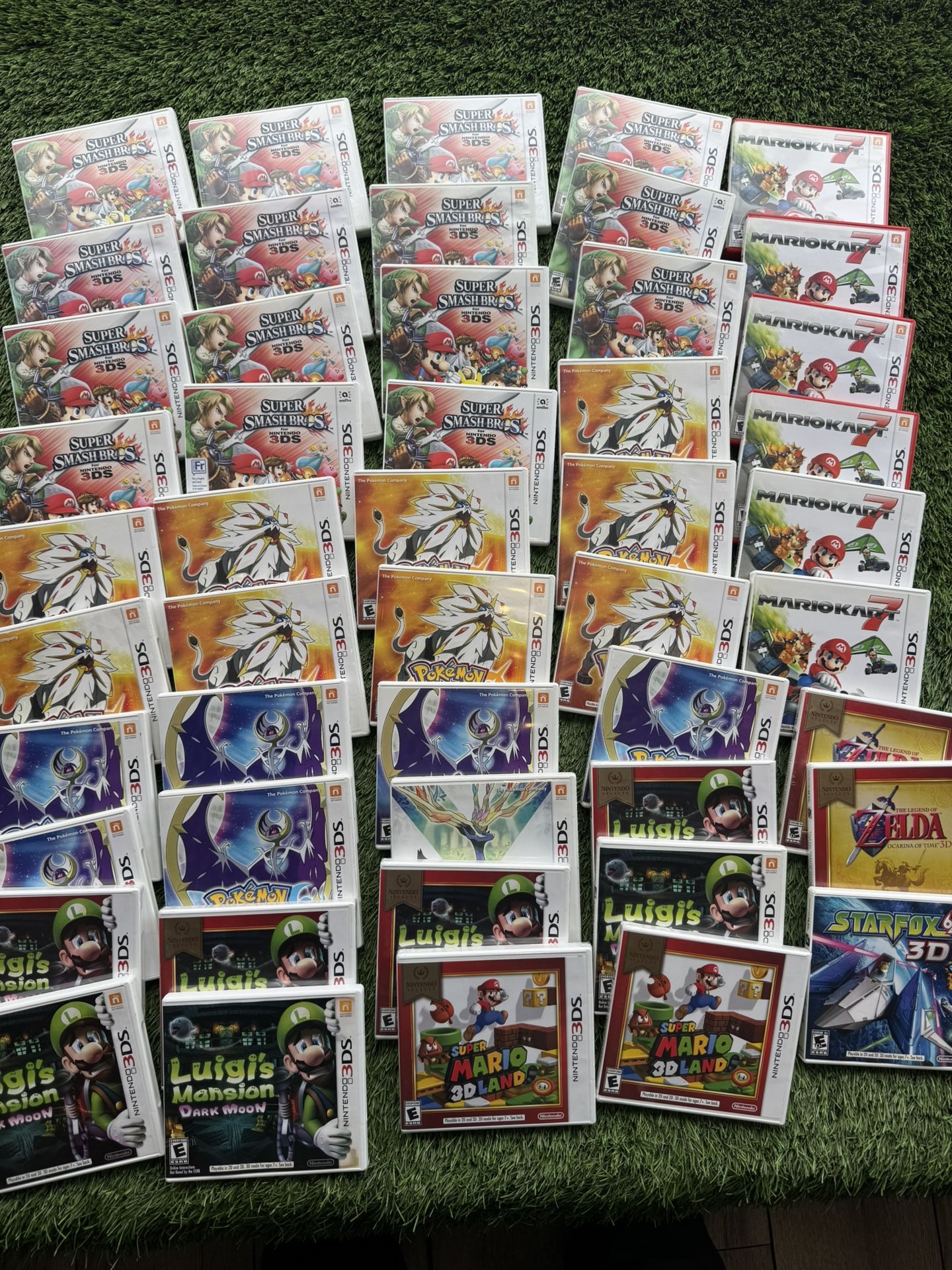 Super Smash Bros, Pokemon Sun, Mario Kart, Pokemon Moon, Luigi’s Mansion, Zelda, Starfox