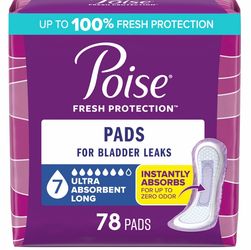 Poise 7 Drop Ultra Pads, Long, 78 Count