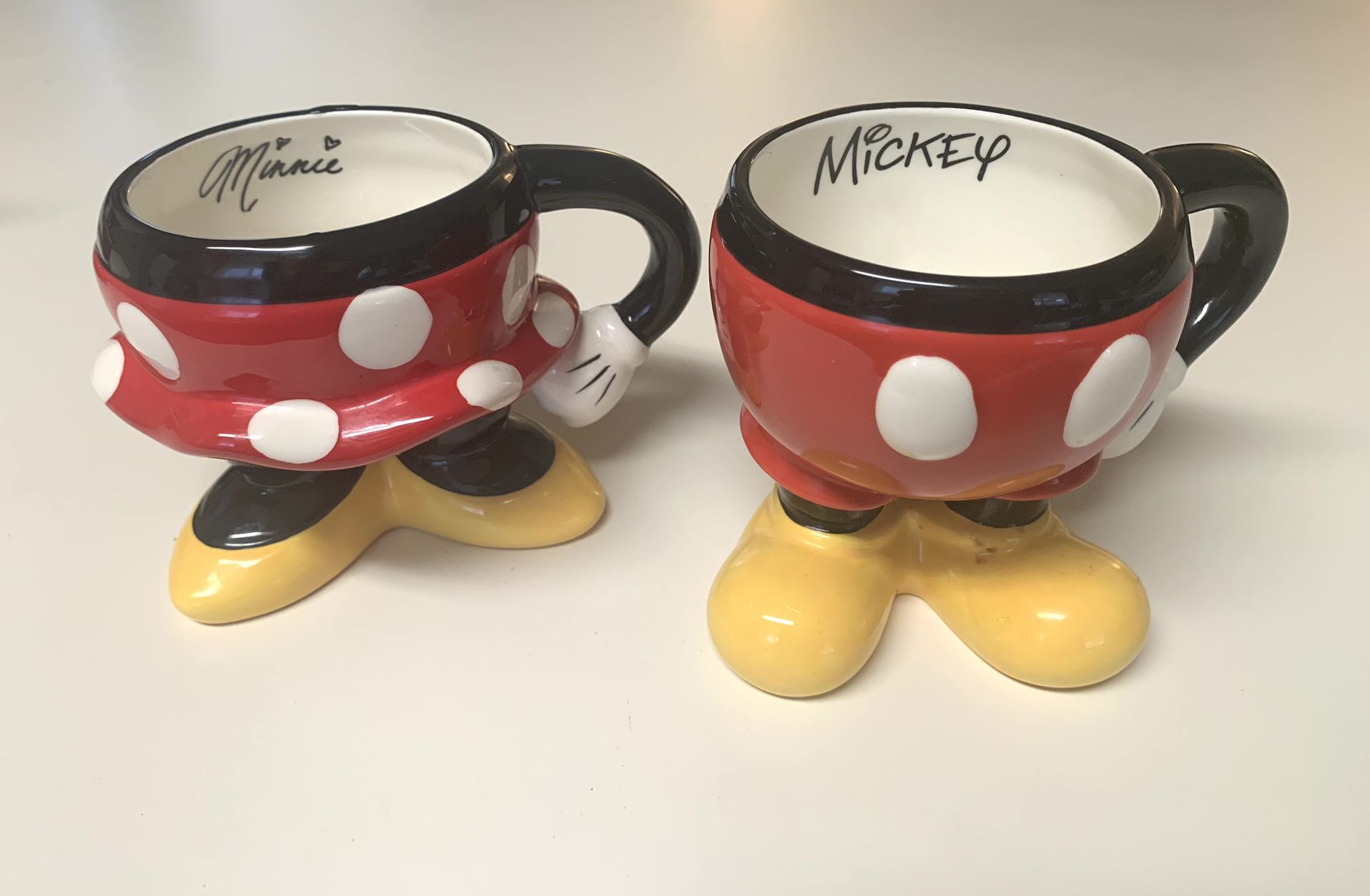 Disney Parks Mickey and Minnie Mouse Pants Bottom Legs Coffee Mugs Set of 2