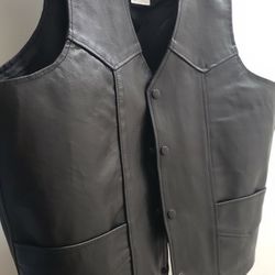 XXL Men's Black Leather Vest