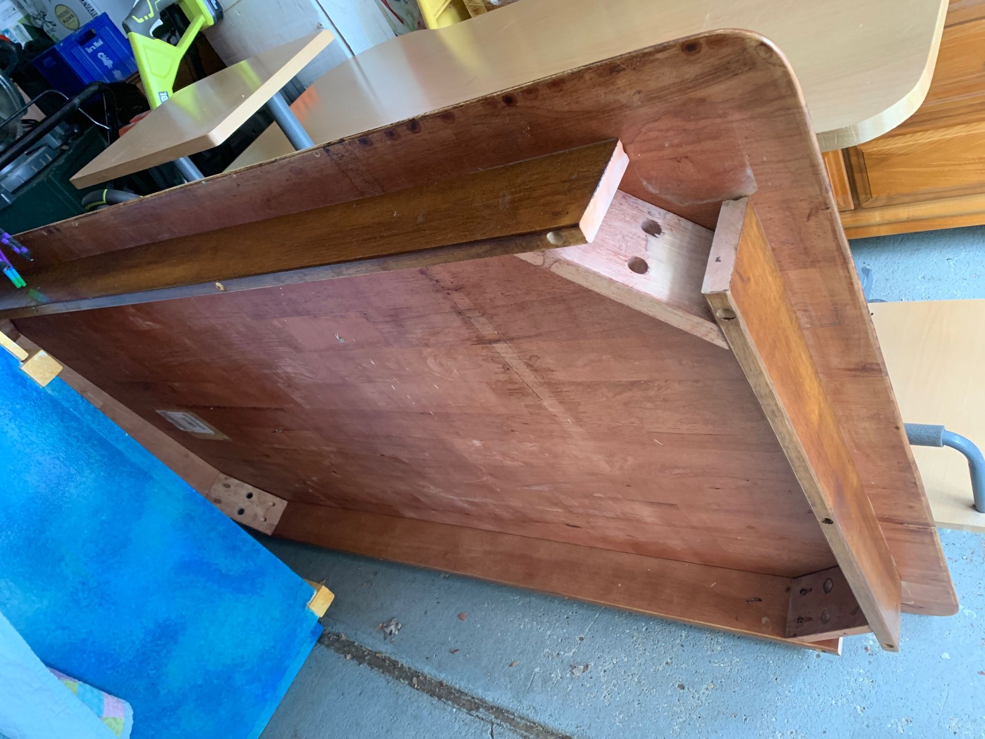 Rectangular kitchen table with chairs and bench