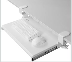 White Vivo Pull Out Keyboard Tray with Clamp Mounts