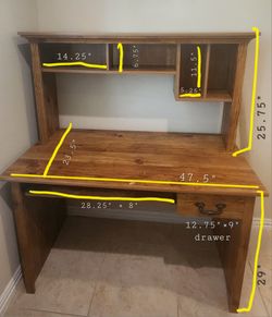Brown/oak Wood Desk with hutch