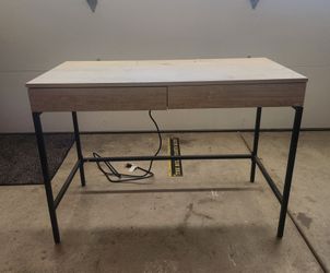 42" Wendral Desk Natural/Black - Acme Furniture: Home Office Workstation with Storage Drawer