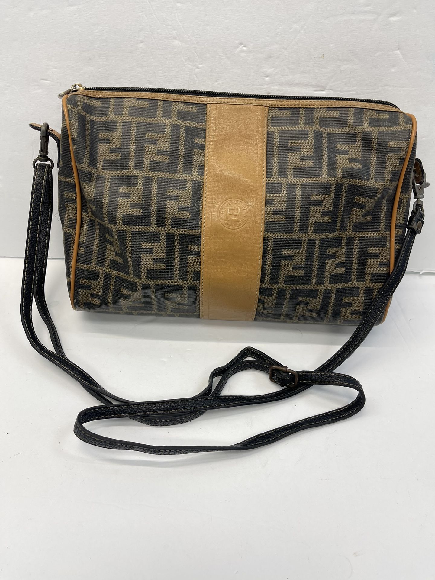 Vintage FENDI Monogram Zucca FF Crossbody Bag Purse 