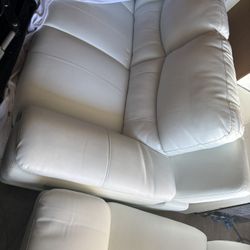 White Leather Couch And Chair 
