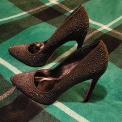 WOMENS CHARLOTTE RUSSE FAIRY RHINESTONE CRYSTAL STILETTO HEELS BLACK SIZE 8