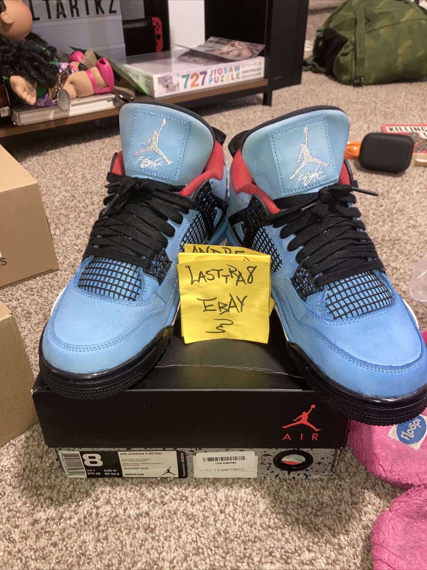 Air Jordan 4 Retro x Travis Scott Mid Cactus Jack Size 8m/9.5 308497- 406
