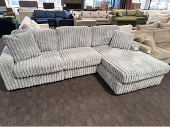 Comfy light gray reversible chaise sectional