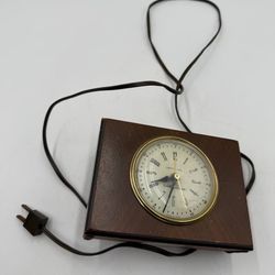 Vintage Seth Thomas Parquet Drowse Electric Alarm Clock Wood Lighted Dial