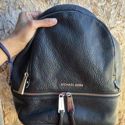 Michael Kors Black Leather, Mini Backpack 