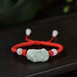 Red String Jade Pi Xiu Dragon Good Luck Bracelet Bangle 