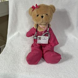 Singing nurse/doctor/MD plush in pink scrubs