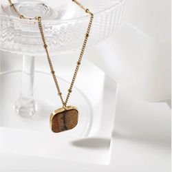 N102- 316L Stainless Steel Necklace with natural Stone