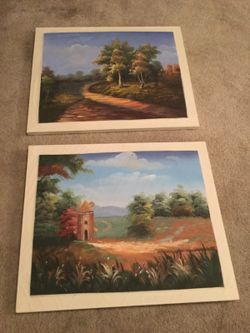 Set of 2 homemade paints on canvas