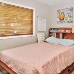 Solid Wood Full Bed With Storage & Shelving