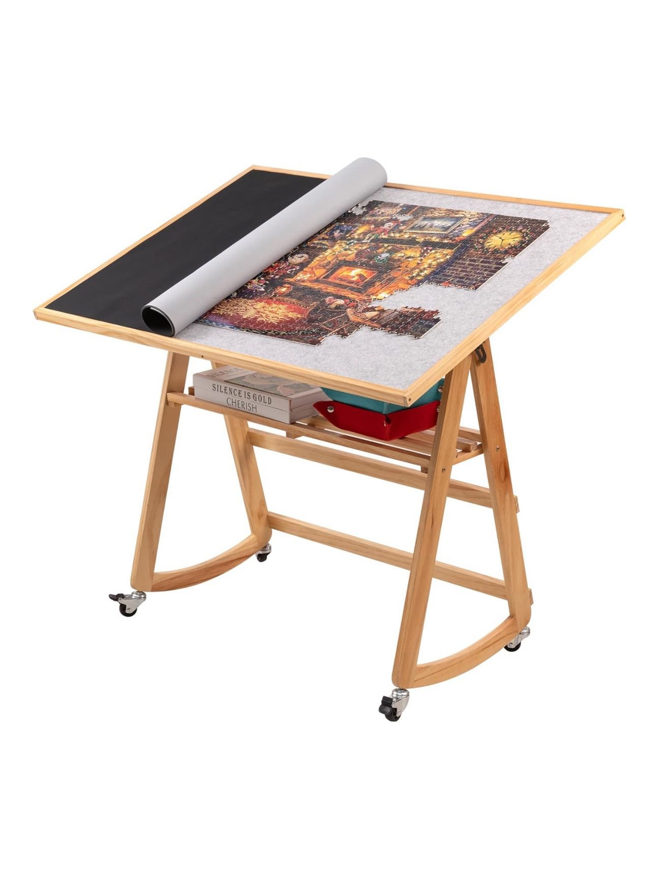Lavievert 1500 Piece Tilting Puzzle Table with Legs & Cover, Adjustable Jigsaw Puzzle Board Easel
