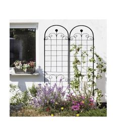 2 Pack Metal Garden Trellis for Climbing Plants Outdoor 86.7'' x 19.7'' Rustproof Plant Support Rose Trellis Netting Trellis BlackAP22