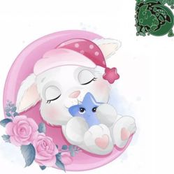 Adorable Sleeping Bunny of the Moon Die Cut