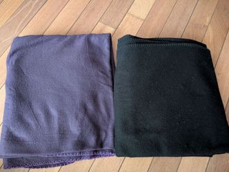 fleece throw blanket or shawl/wrap, black and purple, $5 each