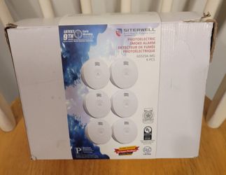Siterwell Photoelectric Smoke Alarm / 10-Year Battery / GS525A-MG / 6 Pack
