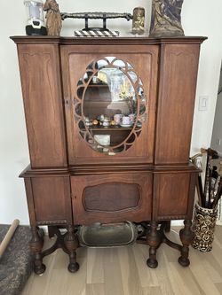 Vintage antique solid wood china cabinet