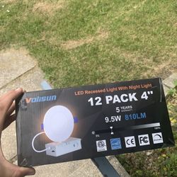 Volisun 4” LED Recessed Lighting with Night Light - 12 Pack, 9.5W, 810LM, Dimmable, Energy Star