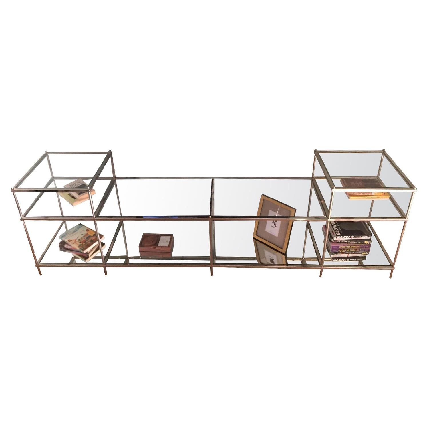 West Elm Mirrored Glass Metal Terrace Media Console Stand