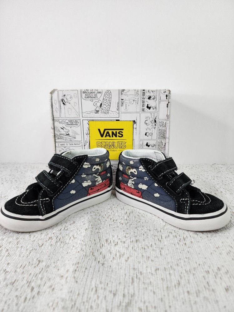 Vans x Peanuts Snoopy Red Baron Skateboard High Top Shoes Kids Size 6