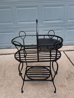 Metal patio wine side table