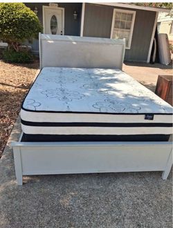 Queen Bed Frame with Mattress and Box Spring