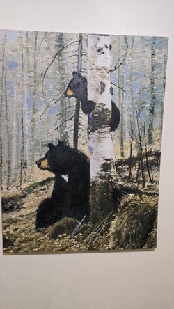 Bears With Birch Tree Painting 30”x40”