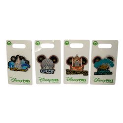 Disney Pins Walt Disney World Epcot Hollywood Studios Animal Kingdom Lot of 4