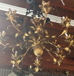Stunning Pair of Vintage Tole Chandelier 