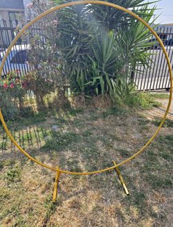 Gold Metal Balloon Circle, Flower Frame Backdrop Stand, Round Wedding Arch Arbor Graduation Deco