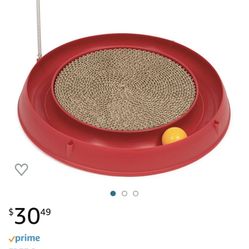 Catit Play Circuit Ball Cat Toy with Scratch Pad, Catnip Toy, Red, 43000