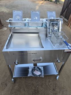 Frying Cart Outdoor Propane Fryer & Griddle Combo New