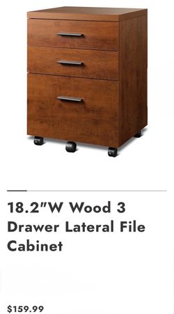 3-Drawer Wood Mobile File Cabinet fully assembled
