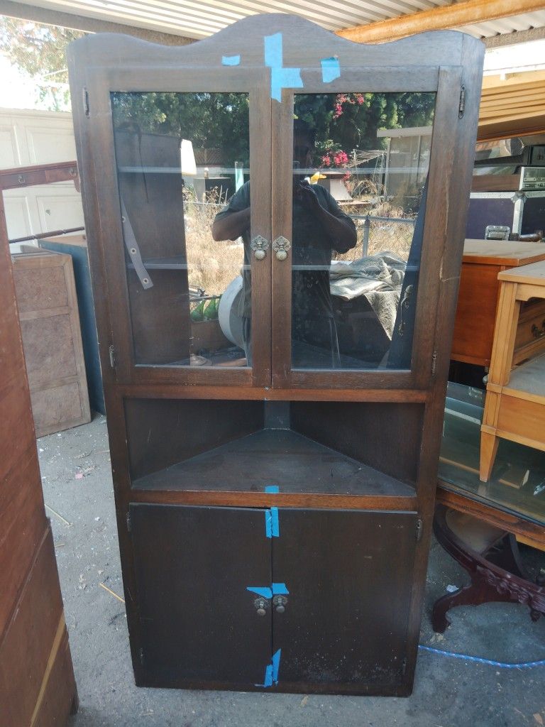 Antique Or Vintage Corner Cabinet Or Curio Cabinet