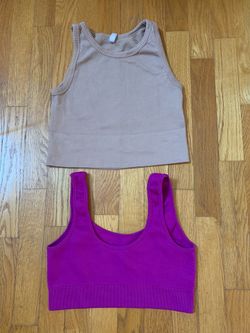 Lululemon Magenta Ribbed Sports Bra Size M & Nikibiki Seamless Cropped Tank Top