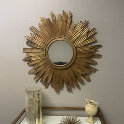 Gold sunburst Round Mirror