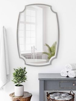 Mirrors, 21 x 32 Inch, White and Gray